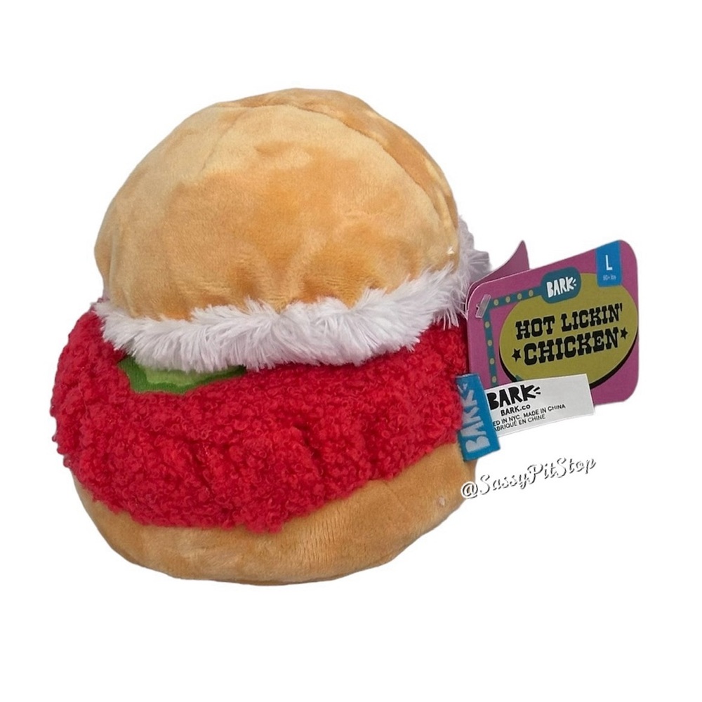 BARK Hot Licking Chicken Plush Dog Toy Crinkle Squeak Super Stretch